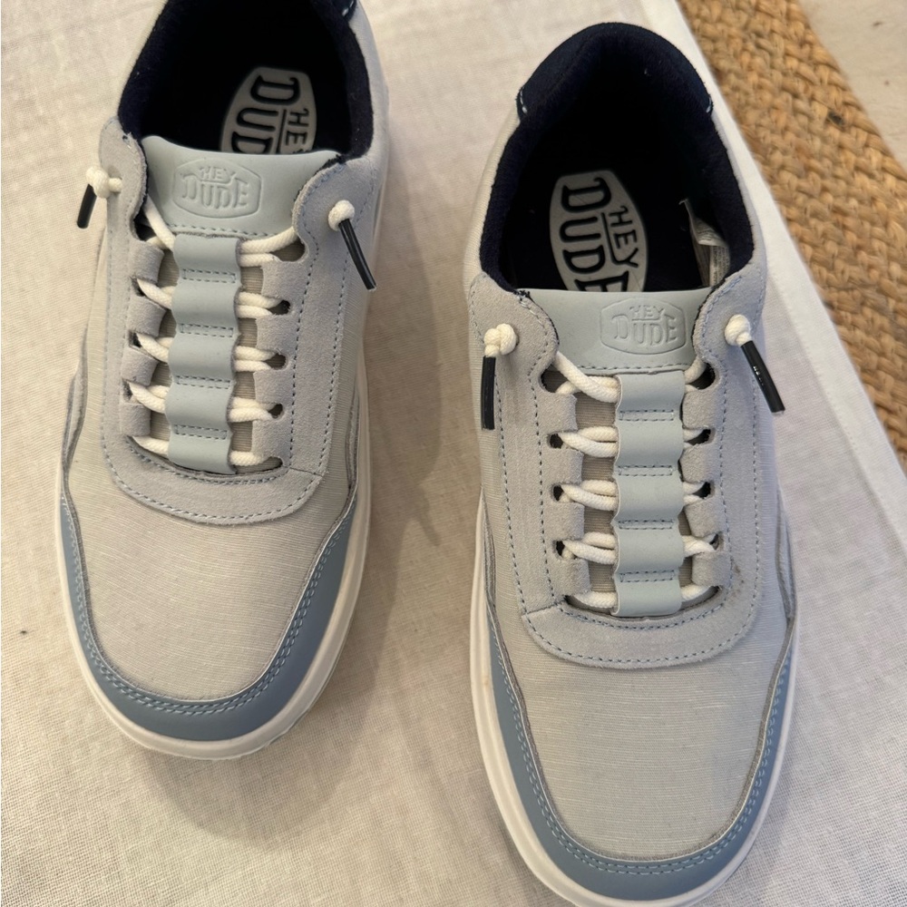 Hey Dude Light Gray and White Women's Sneakers - Picture 2 of 8